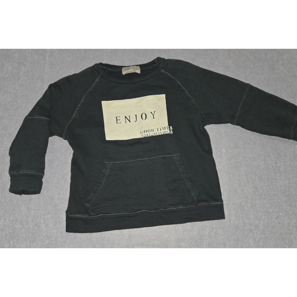 Zara Boys Collection LA Shirt Size 116 6-7 Years Top Sweater Gray Pocket Front